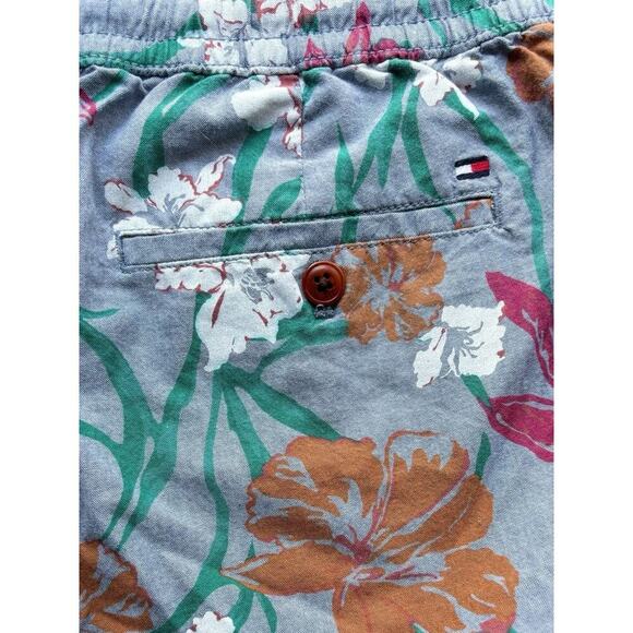 Tommy Hilfiger Men’s Floral Chino Shorts L Drawstring Beach Aloha Summer Cotton - Picture 6 of 8